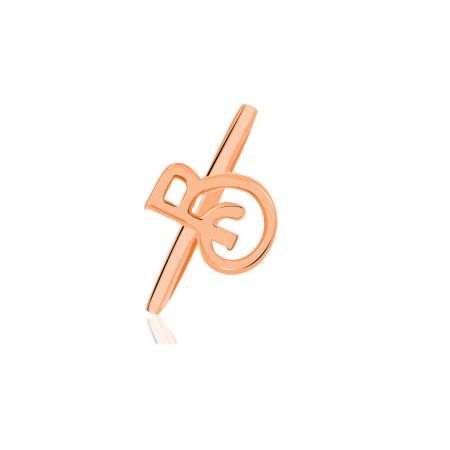 B Letter Rose Gold Plated Vermeil Silver Ring
