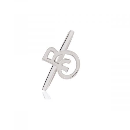 B Letter Rhodium Plated Vermeil Silver Ring