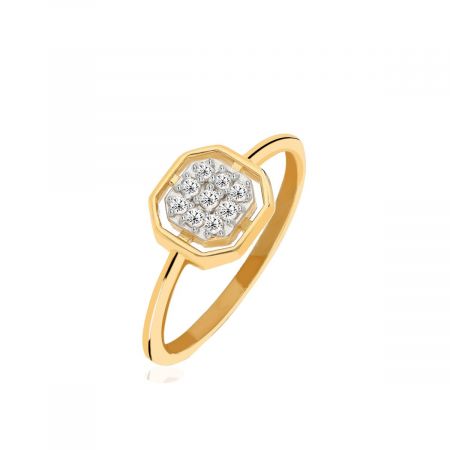 White Topaz Gold Plated Vermeil Silver Ring