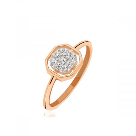White Topaz Rose Gold Plated Vermeil Silver Ring