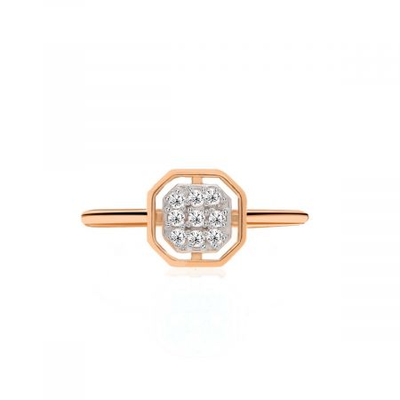 White Topaz Rose Gold Plated Vermeil Silver Ring
